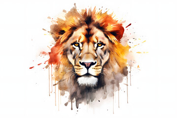 Wall Mural - lion in watercolor style Made with Generative AI