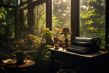 Wall Mural - typewriter on the table. writer.