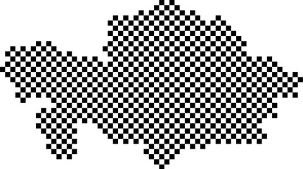 Aufkleber - Kazakhstan map country from checkered black and white square grid pattern