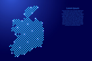 Aufkleber - Ireland map from futuristic blue checkered square grid pattern and glowing stars for banner, poster, greeting card