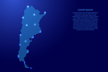 Poster - Argentina map from futuristic concentric blue circles and glowing stars for banner, poster, greeting card
