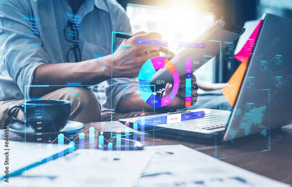 Concept digital transformation technology strategy, Analyst working ...