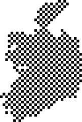 Fototapete - Ireland map country from checkered black and white square grid pattern