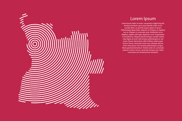 Aufkleber - Angola map country from white futuristic concentric circles on red viva magenta background