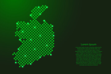 Aufkleber - Ireland map from futuristic green checkered square grid pattern and glowing stars for banner, poster, greeting card