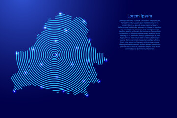 Leinwandbilder - Belarus map from futuristic concentric blue circles and glowing stars for banner, poster, greeting card