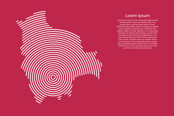Fototapete - Bolivia map country from white futuristic concentric circles on red viva magenta background