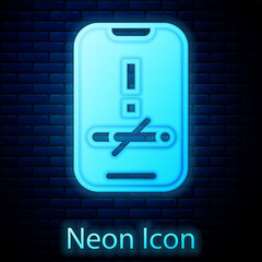 Poster - Glowing neon No smoking icon isolated on brick wall background. Cigarette smoking prohibited sign. Vector