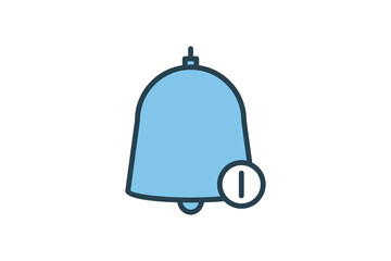 Poster - Notification Bell Icon. Icon related to Communication. Suitable for web site design, app, user interfaces. Flat line icon style. Simple vector design editable