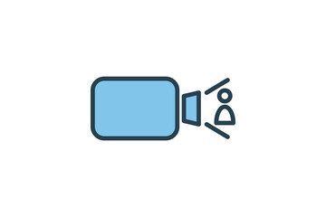 Poster - Video Call Camera Icon. Icon related to Communication. Suitable for web site design, app, user interfaces. Flat line icon style. Simple vector design editable