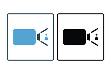 Poster - Video Call Camera Icon. Icon related to Communication. Suitable for web site design, app, user interfaces. Solid icon style. Simple vector design editable