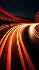 Poster - A blurred highway at night