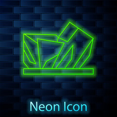 Sticker - Glowing neon line Royal Ontario museum in Toronto, Canada icon isolated on brick wall background. Vector