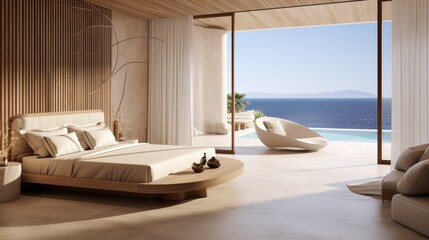 Wall Mural - Luxurious resort interior bedroom. Generative AI