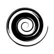 Whimsical spiral symbol hand painted with ink watercolor brush. Png clipart isolated on transparent background