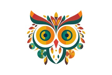 Wall Mural - flat vector logo of hippie owl head