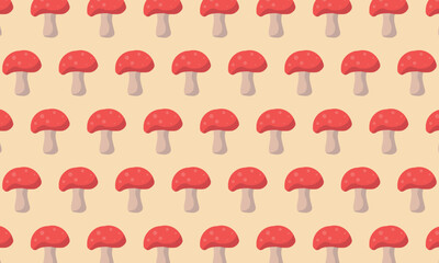 Canvas Print - Pretty seamless pattern with mushrooms. Vector illustration.