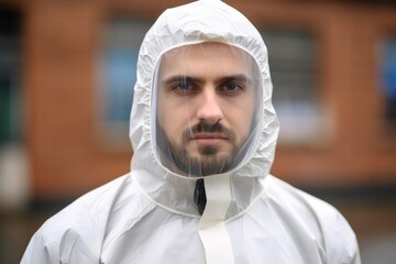 Wall Mural - cropped shot of a handsome young man wearing protective clothing and standing outside