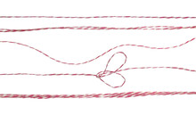 Set Red White Twisted Post Rope Isolated On White, Clipping Path  