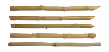 Bamboo Sticks Set And Collection With Clipping Path, Isolated On White, Clipping Path