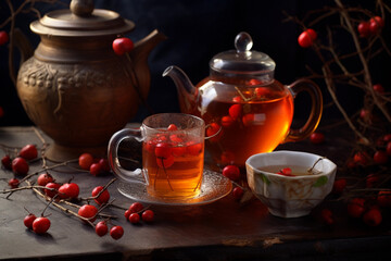 Sticker - Rosehip tea in glass cups.