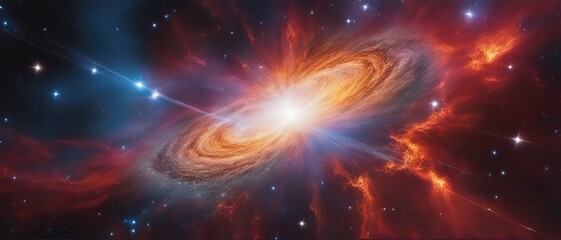 Cataclysmic explosion of a massive star in the supernova stage, a burst of energy in the universe