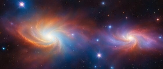 Wall Mural - quasars amidst the cosmic haze. outer space with stars and nebulae