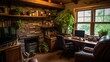 Inspiring office interior design Rustic style Office featuring Cozy cabin vibes architecture. Generative AI AIG 31.