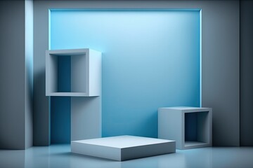 Poster - Abstract blue background with empty podium