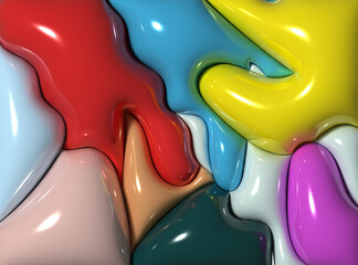 Fototapete - Abstract background with various inflated figures, 3D rendering illustration