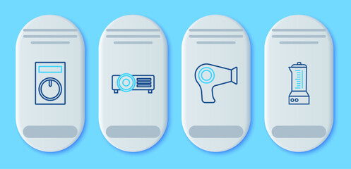 Wall Mural - Set line , Hair dryer, Remote control and Blender icon. Vector