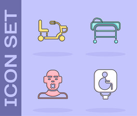 Sticker - Set Disabled wheelchair, Electric, Head of deaf and dumb and Stretcher icon. Vector