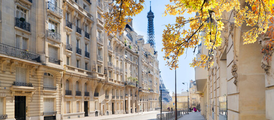 Wall Mural - eiffel tour and paris street