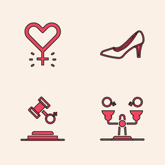 Poster - Set Gender equality, Feminism, Woman shoe and Female rights icon. Vector