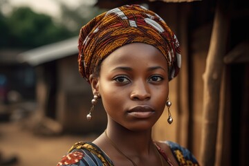 Wall Mural - shot of a young woman in her village