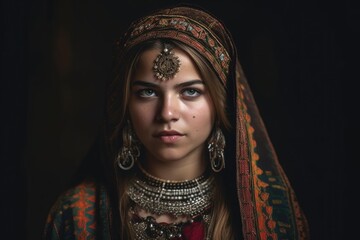 Wall Mural - cropped shot of a young woman in traditional dress