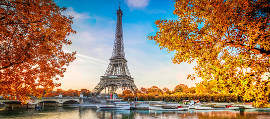 Wall Mural - eiffel tour over seine river
