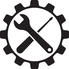 Wall Mural - Setting icon vector with work cog gear element. Cogweel mechanism symbol.