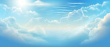 Fototapeta Fototapeta z niebem - Błękitne tło - niebo z delikatnymi chmurami i obłokami - tron Boży, rajska światłość. Miejsce przebywania aniołów.