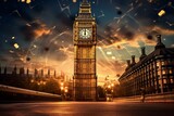 Fototapeta Big Ben - Famous London clock tower. Generative AI