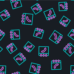 Poster - Line Phone book icon isolated seamless pattern on black background. Address book. Telephone directory. Vector