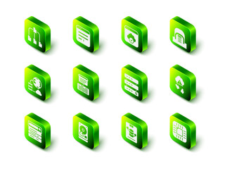 Aufkleber - set browser window, cloud technology data transfer, hangar with servers, hacking, processor cpu, ser