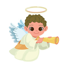 Sticker - little angel with trumpet icon