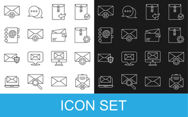 Poster - Set line Delete envelope, Envelope setting, Received message concept, Address book, and icon. Vector
