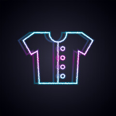 Wall Mural - Glowing neon line Baby t-shirt icon isolated on black background. Baby clothes symbol. Kid wear sign. Vector