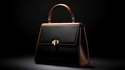 Luxury Leather Handbag and minimalistic backdrop. Created with Generative AI