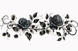 Flourishing black rose divider with floral border. Generative AI