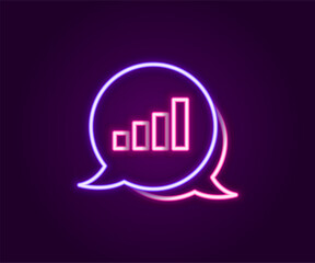 Poster - glowing neon line pie chart infographic icon isolated on black background. diagram chart sign. color