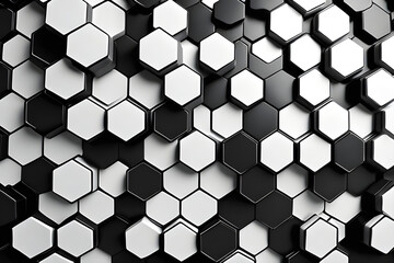 background with hexagons, beautiful sleek decagon wall with black and white tiles