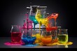 Equipment holding colored liquid. Generative AI